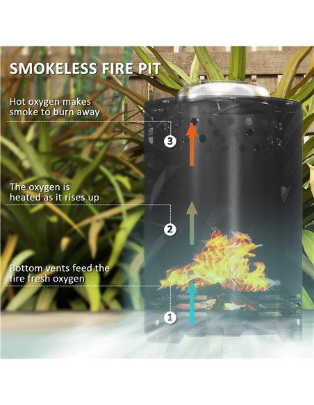 Outsunny Smokeless Fire Pit, 16 x 16 cm Stainless Steel Portable Wood Burning Firepit with Poker for Garden Camping Bonfire Part - pic 128715 | FastDaddyshop