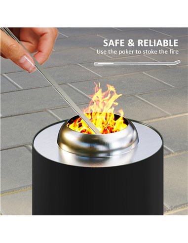 Outsunny Smokeless Fire Pit, 16 x 16 cm Stainless Steel Portable Wood Burning Firepit with Poker for Garden Camping Bonfire Part