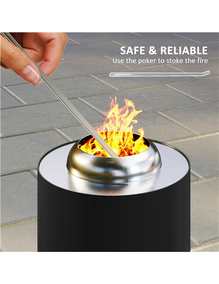 Outsunny Smokeless Fire Pit, 16 x 16 cm Stainless Steel Portable Wood Burning Firepit with Poker for Garden Camping Bonfire Part - pic 128716 | FastDaddyshop