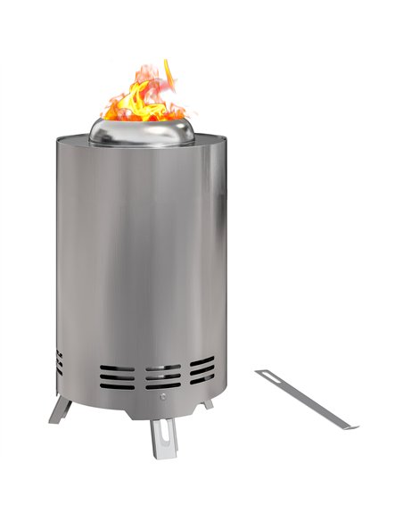 Outsunny Smokeless Fire Pit, 16 x 16 cm Stainless Steel Portable Wood Burning Firepit with Poker for Garden Camping Bonfire Part - pic 128730 | FastDaddyshop