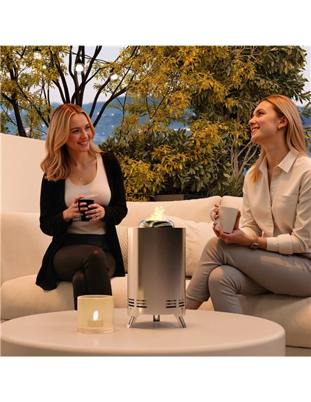 Outsunny Smokeless Fire Pit, 16 x 16 cm Stainless Steel Portable Wood Burning Firepit with Poker for Garden Camping Bonfire Part - pic 128731 | FastDaddyshop