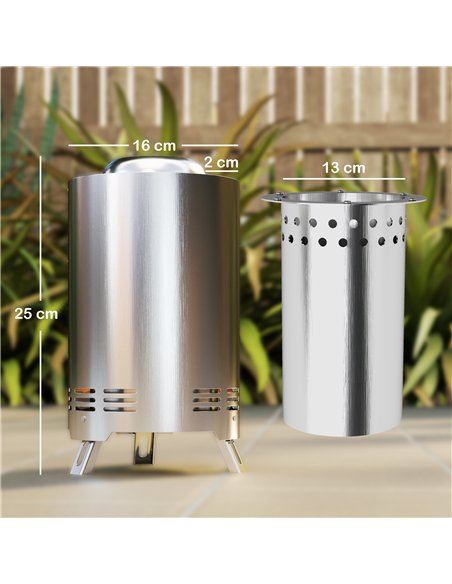 Outsunny Smokeless Fire Pit, 16 x 16 cm Stainless Steel Portable Wood Burning Firepit with Poker for Garden Camping Bonfire Part - pic 128732 | FastDaddyshop