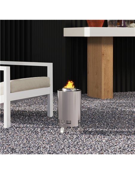 Outsunny Smokeless Fire Pit, 16 x 16 cm Stainless Steel Portable Wood Burning Firepit with Poker for Garden Camping Bonfire Part - pic 128738 | FastDaddyshop