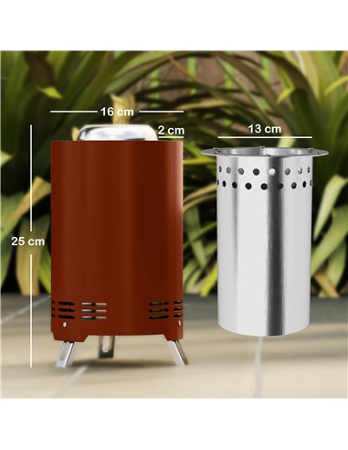 Outsunny Smokeless Fire Pit, 16 x 16 cm Stainless Steel Portable Wood Burning Firepit with Poker for Garden Camping Bonfire Part