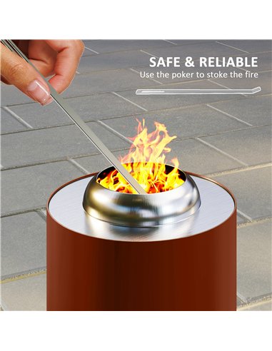 Outsunny Smokeless Fire Pit, 16 x 16 cm Stainless Steel Portable Wood Burning Firepit with Poker for Garden Camping Bonfire Part