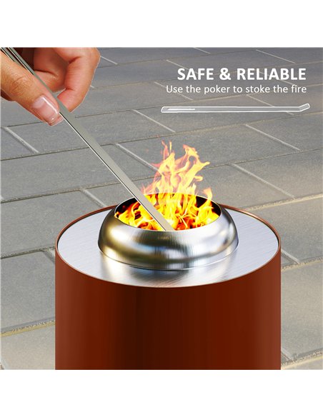 Outsunny Smokeless Fire Pit, 16 x 16 cm Stainless Steel Portable Wood Burning Firepit with Poker for Garden Camping Bonfire Part - pic 128743 | FastDaddyshop
