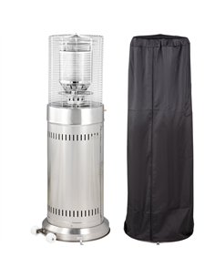 Outsunny 10KW Outdoor Gas Patio Heater Terrace Freestanding Bullet Style Heater with Wheels, Dust Cover, Regulator and Hose, 46 