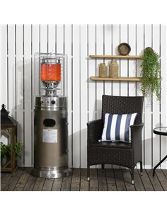 Outsunny 10KW Outdoor Gas Patio Heater Terrace Freestanding Bullet Style Heater with Wheels, Dust Cover, Regulator and Hose, 46  2