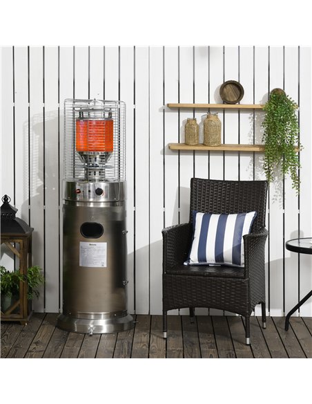 Outsunny 10KW Outdoor Gas Patio Heater Terrace Freestanding Bullet Style Heater with Wheels, Dust Cover, Regulator and Hose, 46  - pic 128749 | FastDaddyshop