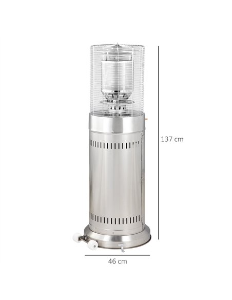 Outsunny 10KW Outdoor Gas Patio Heater Terrace Freestanding Bullet Style Heater with Wheels, Dust Cover, Regulator and Hose, 46  - pic 128750 | FastDaddyshop