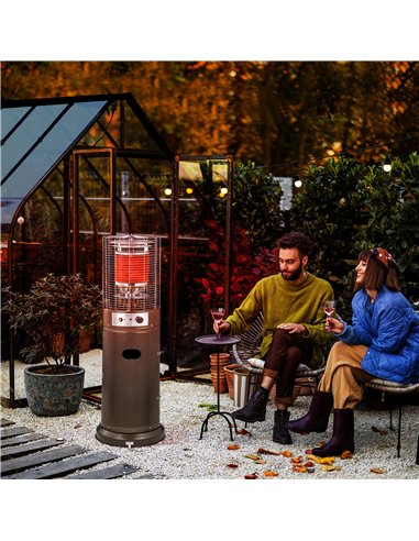 Outsunny 11KW Patio Bullet Heater with Tip-over Protection, Gas Glass Tube Electronic Ignition Floor Standing Stainless Steel Ga