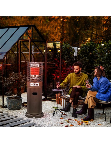 Outsunny 11KW Patio Bullet Heater with Tip-over Protection, Gas Glass Tube Electronic Ignition Floor Standing Stainless Steel Ga - pic 128758 | FastDaddyshop