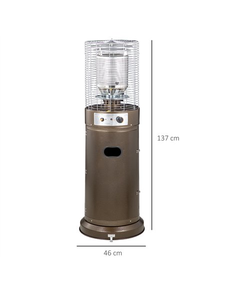 Outsunny 11KW Patio Bullet Heater with Tip-over Protection, Gas Glass Tube Electronic Ignition Floor Standing Stainless Steel Ga - pic 128759 | FastDaddyshop