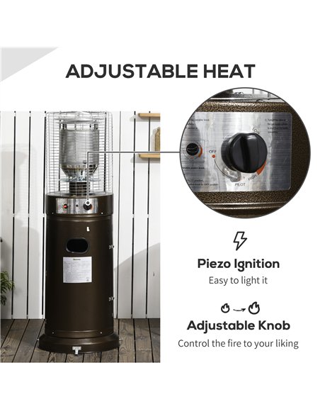 Outsunny 11KW Patio Bullet Heater with Tip-over Protection, Gas Glass Tube Electronic Ignition Floor Standing Stainless Steel Ga - pic 128761 | FastDaddyshop