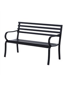 Outsunny Stylish 2 Seater Metal Garden Porch Chair Bench Stable Patio Outdoor Park Metal Bench - Black