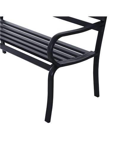 Outsunny Stylish 2 Seater Metal Garden Porch Chair Bench Stable Patio Outdoor Park Metal Bench - Black
