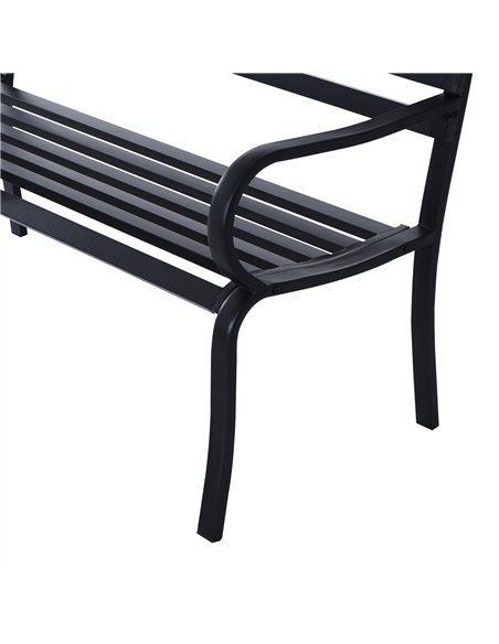 Outsunny Stylish 2 Seater Metal Garden Porch Chair Bench Stable Patio Outdoor Park Metal Bench - Black - pic 128772 | FastDaddyshop