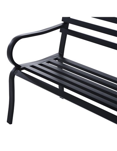 Outsunny Stylish 2 Seater Metal Garden Porch Chair Bench Stable Patio Outdoor Park Metal Bench - Black