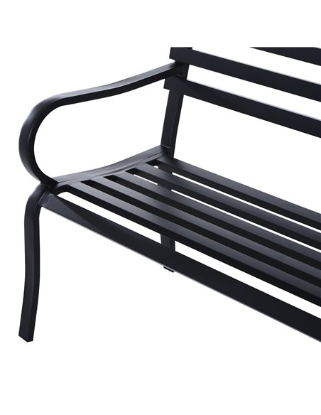 Outsunny Stylish 2 Seater Metal Garden Porch Chair Bench Stable Patio Outdoor Park Metal Bench - Black - pic 128773 | FastDaddyshop