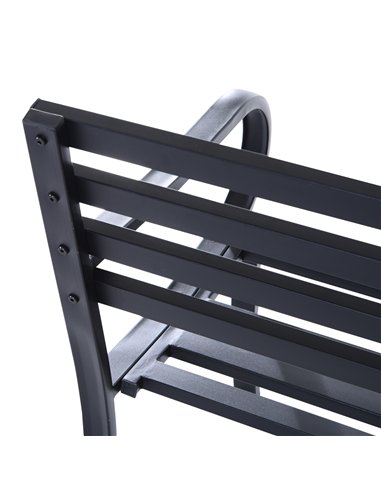 Outsunny Stylish 2 Seater Metal Garden Porch Chair Bench Stable Patio Outdoor Park Metal Bench - Black
