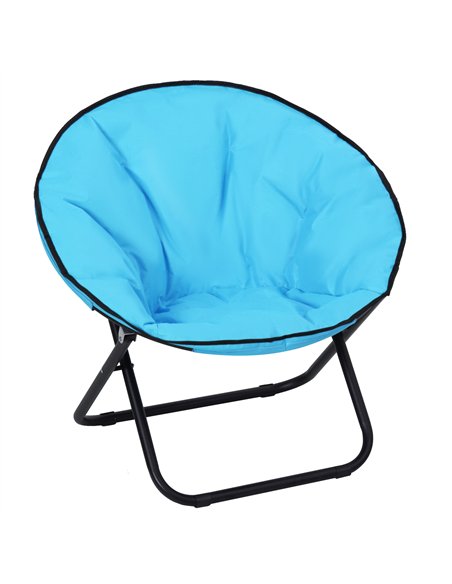 Outsunny Garden Folding Portable Padded Saucer Moon Chair Padded Round Outdoor Camping Travel Fishing Seat Blue - pic 128775 | FastDaddyshop