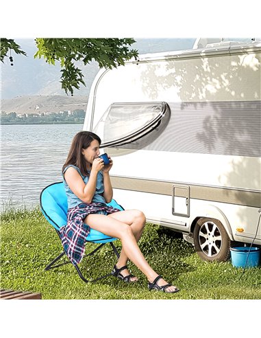 Outsunny Garden Folding Portable Padded Saucer Moon Chair Padded Round Outdoor Camping Travel Fishing Seat Blue