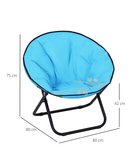 Outsunny Garden Folding Portable Padded Saucer Moon Chair Padded Round Outdoor Camping Travel Fishing Seat Blue - pic 128777 | FastDaddyshop