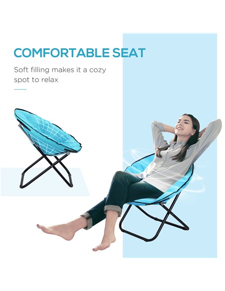 Outsunny Garden Folding Portable Padded Saucer Moon Chair Padded Round Outdoor Camping Travel Fishing Seat Blue - pic 128778 | FastDaddyshop