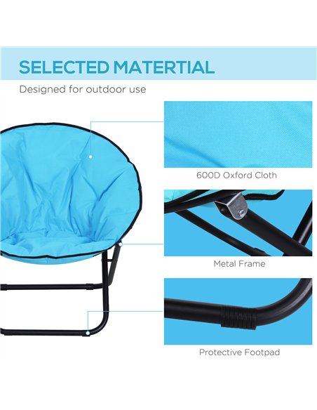 Outsunny Garden Folding Portable Padded Saucer Moon Chair Padded Round Outdoor Camping Travel Fishing Seat Blue - pic 128780 | FastDaddyshop