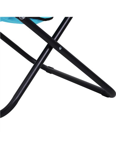 Outsunny Garden Folding Portable Padded Saucer Moon Chair Padded Round Outdoor Camping Travel Fishing Seat Blue