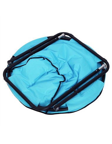Outsunny Garden Folding Portable Padded Saucer Moon Chair Padded Round Outdoor Camping Travel Fishing Seat Blue