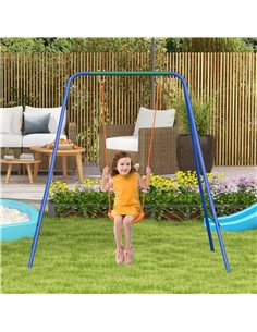 Outsunny Two-In-One Toddler Garden Swing, with Comfortable Seat, Safety Belt - Orange and Blue 2