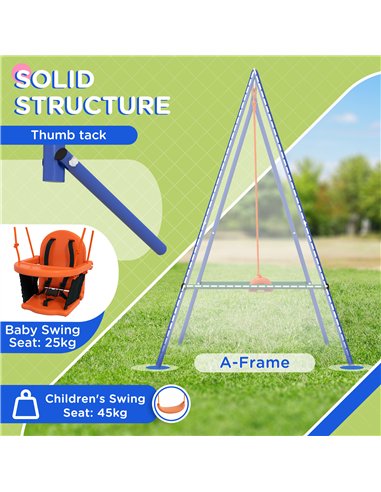 Outsunny Two-In-One Toddler Garden Swing, with Comfortable Seat, Safety Belt - Orange and Blue