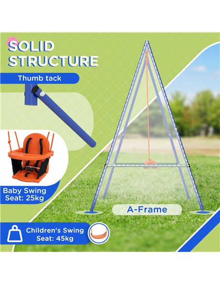 Outsunny Two-In-One Toddler Garden Swing, with Comfortable Seat, Safety Belt - Orange and Blue - pic 128787 | FastDaddyshop