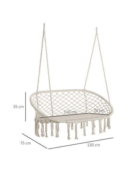 Outsunny Hanging Hammock Chair with Metal Frame, Cream White - pic 12879 | FastDaddyshop