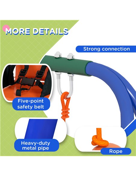 Outsunny Two-In-One Toddler Garden Swing, with Comfortable Seat, Safety Belt - Orange and Blue - pic 128790 | FastDaddyshop