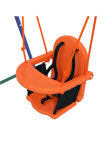 Outsunny Two-In-One Toddler Garden Swing, with Comfortable Seat, Safety Belt - Orange and Blue