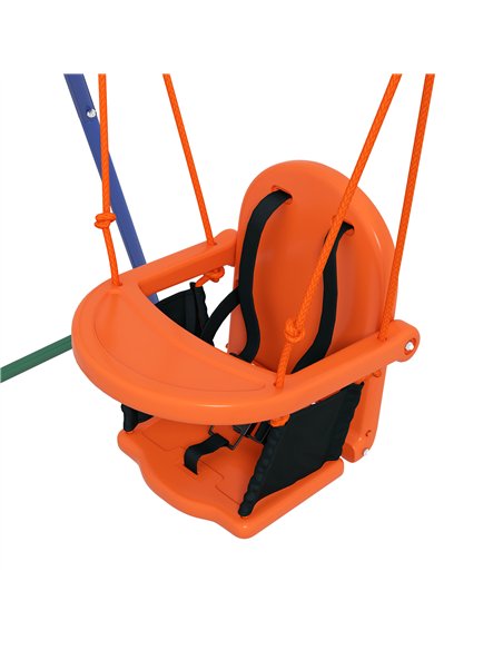 Outsunny Two-In-One Toddler Garden Swing, with Comfortable Seat, Safety Belt - Orange and Blue - pic 128791 | FastDaddyshop