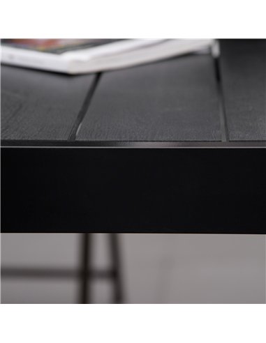 Outsunny Aluminium Outdoor Garden Dining Table for 8 People, Faux Wood Top, for Garden, Patio, 190 x 90 x 74cm, Black