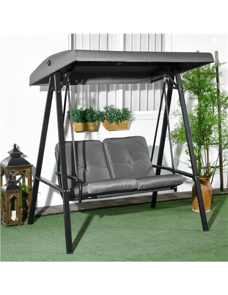 Outsunny Two-Seater Garden Swing Bench, with Adjustable Canopy - Dark Grey - pic 128803 | FastDaddyshop