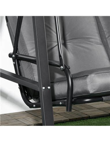 Outsunny Two-Seater Garden Swing Bench, with Adjustable Canopy - Dark Grey