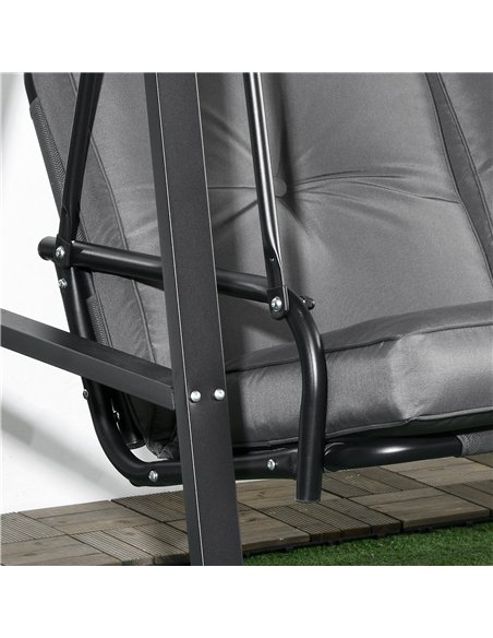 Outsunny Two-Seater Garden Swing Bench, with Adjustable Canopy - Dark Grey - pic 128810 | FastDaddyshop