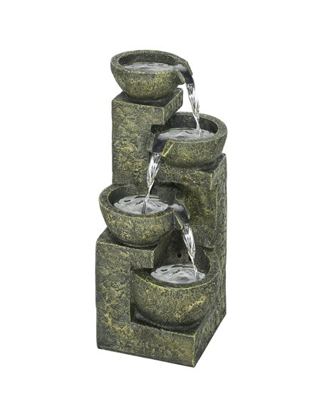 Outsunny Garden Water Feature Waterfall Fountain with 4-Tier Stone Look Bowls, Adjustable Flow, Black and Yellow - pic 128811 | FastDaddyshop