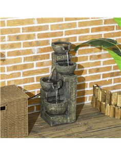 Outsunny Garden Water Feature Waterfall Fountain with 4-Tier Stone Look Bowls, Adjustable Flow, Black and Yellow 2
