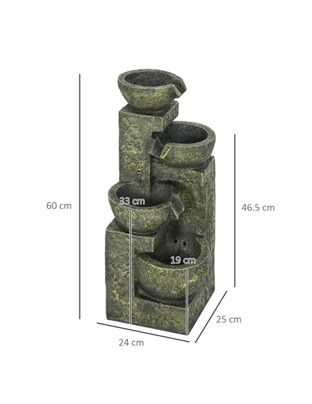 Outsunny Garden Water Feature Waterfall Fountain with 4-Tier Stone Look Bowls, Adjustable Flow, Black and Yellow - pic 128813 | FastDaddyshop