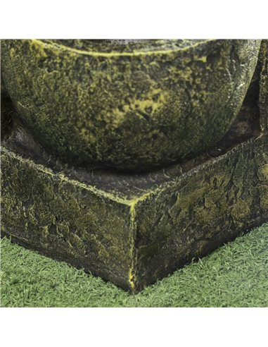 Outsunny Garden Water Feature Waterfall Fountain with 4-Tier Stone Look Bowls, Adjustable Flow, Black and Yellow