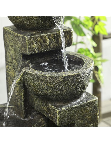 Outsunny Garden Water Feature Waterfall Fountain with 4-Tier Stone Look Bowls, Adjustable Flow, Black and Yellow - pic 128819 | FastDaddyshop