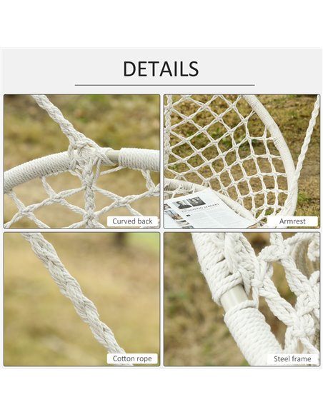 Outsunny Hanging Hammock Chair Cotton Rope Porch Swing with Metal Frame, Large Macrame Seat for Patio, Garden, Bedroom, Living R - pic 12882 | FastDaddyshop