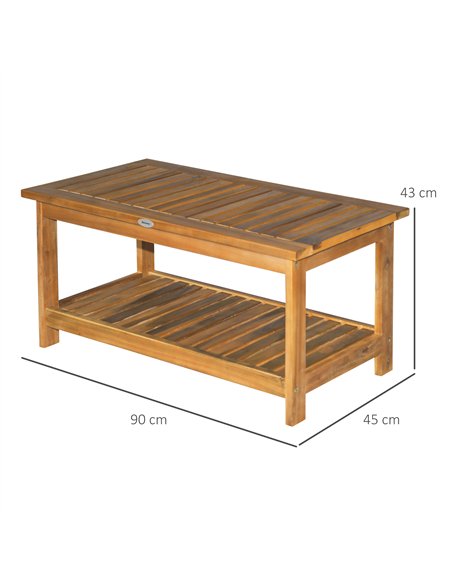 Outsunny 45 x 90cm Acacia Wood Two-Tier Garden Table - pic 128822 | FastDaddyshop