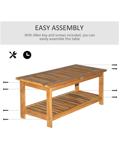 Outsunny 45 x 90cm Acacia Wood Two-Tier Garden Table - pic 128823 | FastDaddyshop